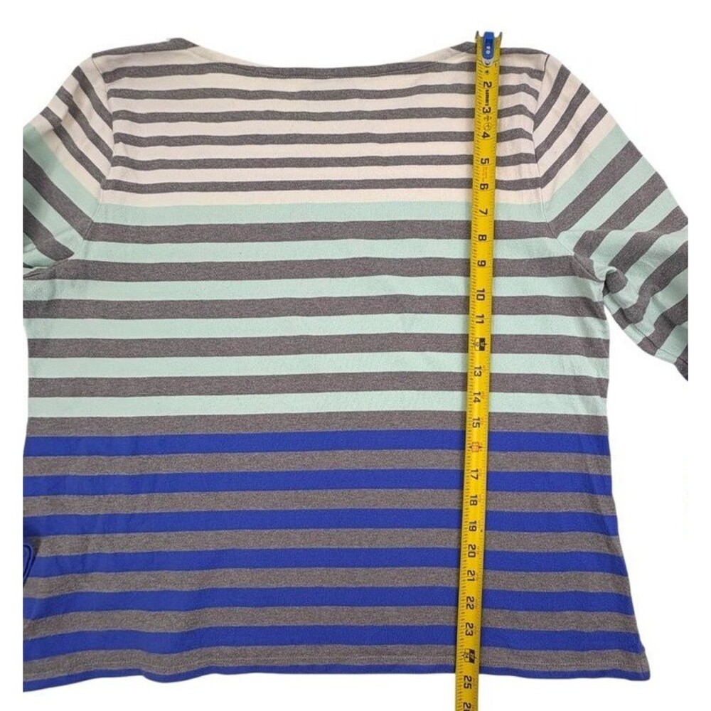 Talbots Authentic Boat Neck Tee Mixed Stripe 100% Cotton Weekend 3/4 Sleeve XL - Picture 9 of 10